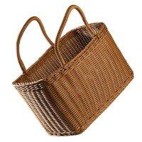 Basket Woven Wicker Baskets Handle Picnic Storage Rattan Market Flower Handles Straw Gift Fruit Shopping Hand Tote Beach