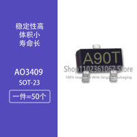 50ชิ้น AO3409หน้าจอการพิมพ์ A90T SOT-23 P-Channel MOS Field Effect Tube Patch Triode