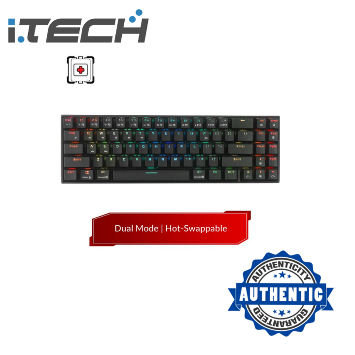 Rk Royal Kludge Rk Wired Wireless Rgb Compact Keys Mechanical Keyboard Black Red