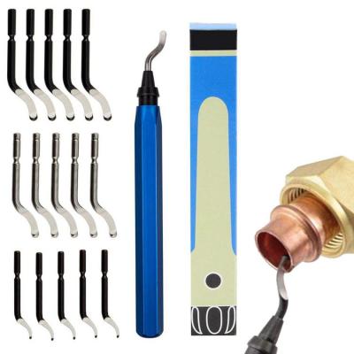 Metal Deburring Tool Kit Hand Metal Deburring Tool with 15 Pcs Rotary Deburr Blades Burr Remover Hand Tool Aluminum Deburring Tool for Wood Copper and Steel smart
