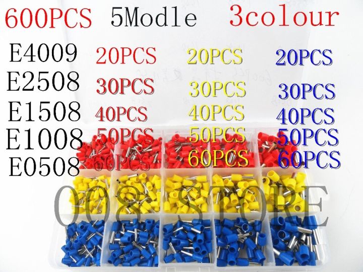 600pcslot Bootlace Cooper Ferrules Kit Set Wire Copper Crimp Connector Insulated Cord Pin End