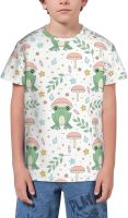 Cute Frog Mushroom Pattern T- Shirt Short Novelty for Boys and Girl