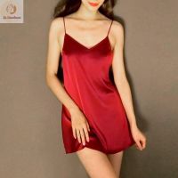 Women Satin Nightdress Sling Dress Backless Underwear Pajamas