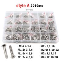 M1M1.2M1.4M1.7M2M3M4 Stainless Steel Self Tapping Wood Screw Assortment Phillips Flat head Thread Nail Screw Fastener Sets