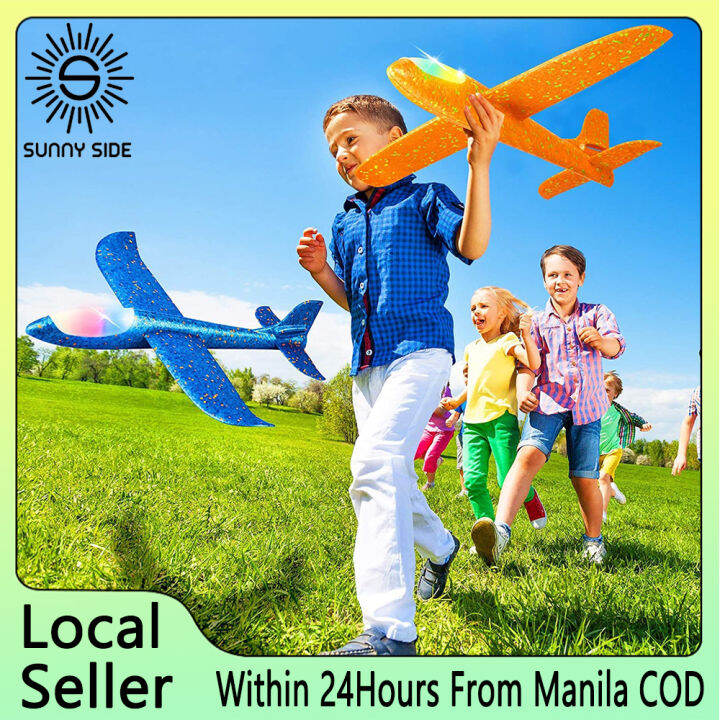 1Pc Children Plane Launcher Toy LED Light Up Throwing Flying Glider Plane Foam Aeroplane Model