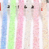 【CW】 XiChuan 1.2CM Pink Rhinestone Chain Trim Resin Decoration Garment Strass Hotfix Applique