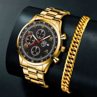 {Miracle Watch Store} Mens Business Stainless Steel Quartz Wrist Watches Male Calendar Date Watch Men Gold Bracelets Luminous Clock Relogio Masculino