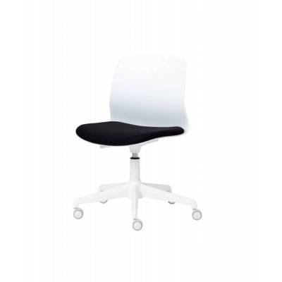 Modernform เก้าอี้สัมมนา เก้าอี้อเนกประสงค์ รุ่น  EMS ขาเหล็กสีขาวมีล้อ ปรับระดับได้ เฟรมพลาสติกสีขาว เบาะหุ้มผ้าสีดำ
