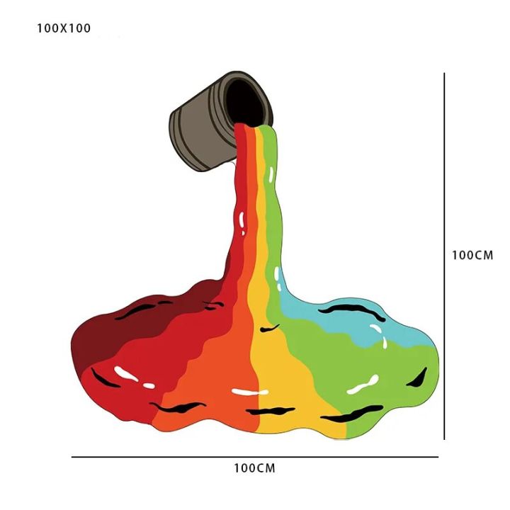 พรมผนังถังสีสีรุ้งสุดสร้างสรรค์-พรมติดผนังกันลื่นผ้าห่มปูที่นอนสำหรับตกแต่งบ้านพรมแฟชั่นพรมปูพื้นห้องนั่งเล่น