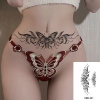 【YF】 Waterproof Waist Tattoo For Women Butterflies Girl Fake Temporary Sexy Chest Belly Female Sticker Cover Scar Body Art 3D