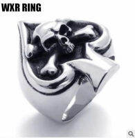 Hot Selling New Alloy Ring Retro Punk Spade Skull Mens Ring