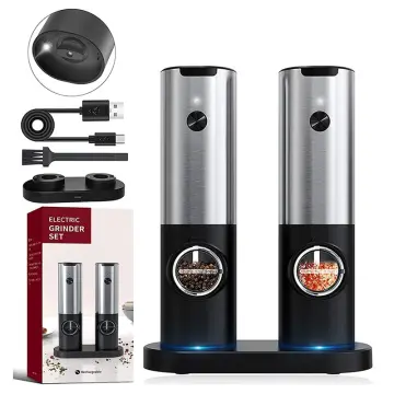 Electric Salt and Pepper Grinder, USB Type-C Rechargeable No Battery  Needed, Automatic Black Peppercorn & Sea Salt Spice Mill with Adjustable
