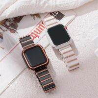 สายรัดข้อมือเซรามิกหรูหรา B + เคสกันชนสำหรับนาฬิกาซีรี่ส์7 6 5 4 SE Iwatch 40มม. 41มม. 44มม. 45มม.