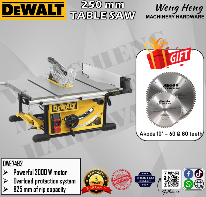 100 Genuine Dewalt 2000W 250mm/ 10" Table Saw Model DWE7492 Lazada