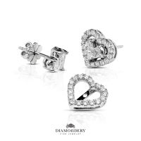 ต่างหูเพชรแท้ AsOne Heart Collection 2in1 Design Size L ( Diamond Earrings )