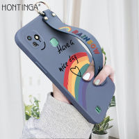 Hontinga เคสยางนิ่มพร้อมสายคล้องมือ,เคสสำหรับ Infinix Smart HD 2021เคสยางขอบซิลิโคนนิ่มแบบดั้งเดิมสีรุ้งเคสป้องกันกล้องด้านหลังเคสใส่โทรศัพท์นิ่มสำหรับเด็กผู้หญิง