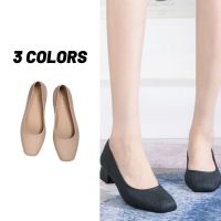 ?Sale80%? รองเท้าคัชชูส้นเตี้ย ทรงหัวเหลี่ยม สีพื้น 3 สี มีเบอร์ 36-40 (165)