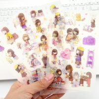 【LZ】 6PCS New School Girl Children Stationery For DIY Albums Scrapbooking Diary Decoration Cartoon Depicting Stickers