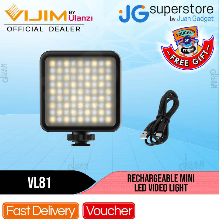 Vijim by Ulanzi VL81 3200K5500K USB Mini Dimmable LED Video Light with 3 Shoe Mount JG