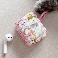 เคสสำหรับ Airpods 1 2หูฟังรุ่นโปรน่ารักสร้างสรรค์พื้นหลังสีชมพูกรอบลูกแมวลูกสุนัขกรอบคลื่นเปลือกป้องกันการตกสำหรับหูฟัง Airpods 3