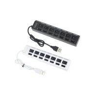 7 Ports USB Hub LED USB 2.0 Adapter Hub Power Multi Usb Splitter with on/off Switch or EU / US Power Adapter For PC Laptop Cables Converters