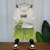 Boys Summer Short-Sleeved Suit 2023 New Fashion Baby Cool Handsome Clothes Trendy Children Stylish Two-Piece Suit