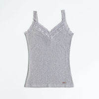 SUPERDRY ORANGE SEWN LACE RIB VEE - เสื้อกล้าม เสื้อสายเดี่ยว สำหรับผู้หญิง สี Grey Grindle