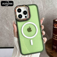 AUOVIEE เคสเพชรหลากสีสำหรับ Magsafe สำหรับ iPhone 15 14 13 Pro Max 12 11ฝาครอบชาร์จไร้สายโปร่งใสสำหรับ iPhone 15Pro 14Pro