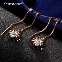 Kemstone Rose Gold/Silver 3A Cubic Zirconia Spider Line Drop Earrings Elegant Jewelry for Women