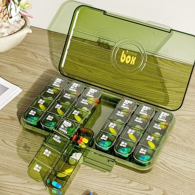 【YF】 Portable Medicine Box 7 Days A Week with Reminder Dispenser Three Meals Day Storage and Packaging