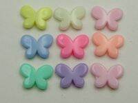 100 Mixed Pas Color Acrylic Cute Butterfly Beads Charms 17X12mm