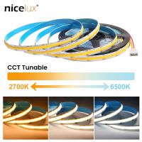 DC24V COB CCT LED Light Strip 608 LEDs 10mm 5M High Density Flexible Led Lights RA90 Warm White with White Linear Dimmable LED Strip Lighting