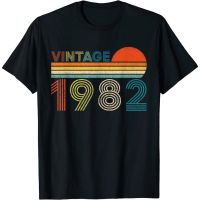 วินเทจ1982 40th ของขวัญวันเกิด40ปี O-คอผ้าฝ้ายเสื้อยืดผู้ชายสบายๆที่มีคุณภาพสูงพิมพ์เสื้อยืด D Ropshippinghigh คุณภาพ