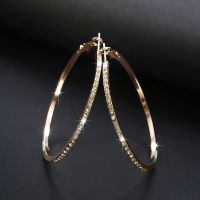【YP】 Fashion Hoop Earrings With Rhinestone Big Gold Color