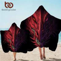 BeddingOutlet Red Dragon Hooded Towel 3D Print Microfiber Bath Towel With Hood for Kids Head of Angry Wearable Beach Toalla 150