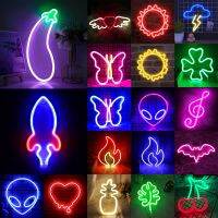 USB/Battery Powered LED Neon Sign Night Light Wedding Wall Hanging Lights Bar Party Kids Bedroom Art Decoration Christmas Gift Ceiling Lights