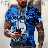 Electronic Chip Hip Hop T Shirt Men Women 3D Circuit Board Pattern Harajuku Style Street Wear Summer Short Sleeve Oversize Tees