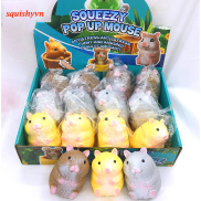 Đồ chơi Squishy Mochi hình CON CHUỘT HAMSTER MÀU ĐEN XÁM mềm mịn dễ thương