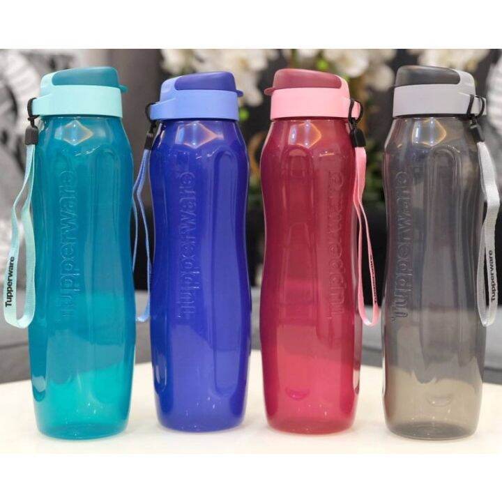 tupperware slim eco bottle with strap 1liter BLACK | Lazada