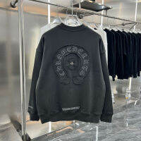Chke Roman Hoof Sanskrit Chrome heartsˉ Machine Embroidery round Neck Sweater Fashion nd Metal Cross Autumn Niche Fashionable Ins