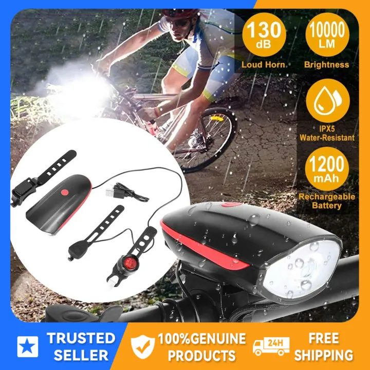 SUPERMAX NEW BICYCLE LIGHT WITH HORN FLASH LIGHT USB CHARGE