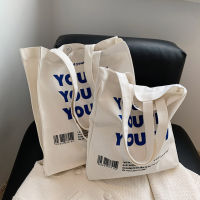 【CW】Women Canvas Shopping Bag YOUTH Letters Print Female Cotton Cloth Shoulder Bag Eco Handbag Tote Reusable Grocery Shopper Bags