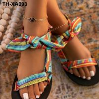 ?∈❦ 2023 summer new European and beach shoes bow large size womens flat sandals women