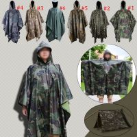 Multifunction Military Waterproof Camo Raincoat Rain Coat Men Women Raining Poncho for Camping Fishing Motorcycle E2S