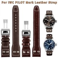 【lolo Watch】สำหรับ IWC สายหนังวัวเครื่องหมายนักบิน21มม. 22มม. สายนาฬิกาหนังแท้หมุดลายไม้ไผ่อุปกรณ์สายรัดนาฬิกาสีน้ำตาลเข้มสีดำ