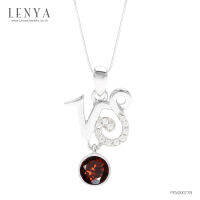 Lenya Jewelry  จี้สัญลักษณ์ Zodiac ประจำราศีมังกร เจ้าแห่งอำนาจ การปกครอง เสริมความมั่งคั่งร่ำรวย ประดับพลอยโกเมน (Garnet) และ คิวบิกเซอร์โคเนีย (Cubic Zirconia) บนตัวเรือนเงินแท้ชุบทองคำขาว