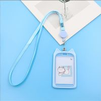 Cute Cat Kitty Card Cover Women PP Work Name Card Holders Business Work Card ID Badge Lanyard Holder Metal Bags Case