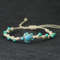 Bohemia Rope Bracelet Unisex Adjustable Turtle Braslet Summer Beach Jewelry 4mm Rice Bead Braclet Surf Brazalete Pulseira Joias Charms and Charm Brace