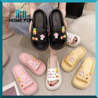 Home Fur :รองเท้าแบบสวม รองเท้าใส่เล่น สไตล์เกาหลี รองเท้ายางส้นตึก ยางนุ่มใส่สบายไม่หนักเท้า แถมสติกเกอร์