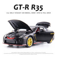 รถมินิออโต้ดายหล่อโลหะขนาดเล็ก1/32 Nissan GTR หล่อโมเดลรถอัลลอยด์ประตูด้วยเสียงและเบาเปิดใช้งานการจำลองแบบดึงกลับได้รถบัสของเล่นหล่อยานพาหนะของตกแต่งของขวัญ